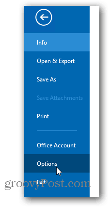 Office 2013 изменить цвет темы - нажмите параметры