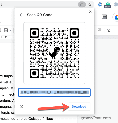 Пример QR-кода в Google Chrome