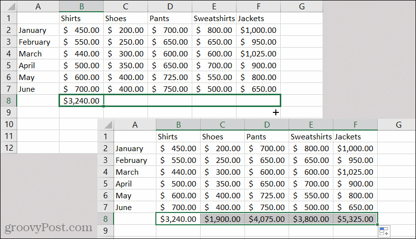 Формула автозаполнения Excel