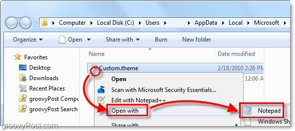 Откройте файл Windows 7 .theme с помощью блокнота или любого другого текстового ридера.
