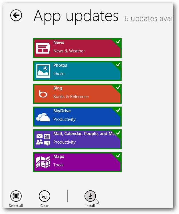 Обновления приложений для Windows 8