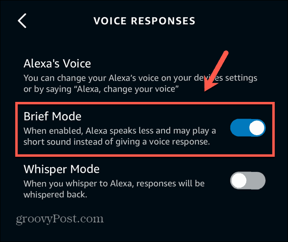 краткий режим приложения Alexa включен