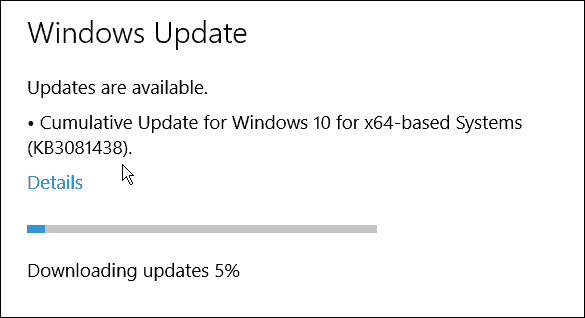 Третье накопительное обновление от Microsoft для Windows 10 (KB3081438)