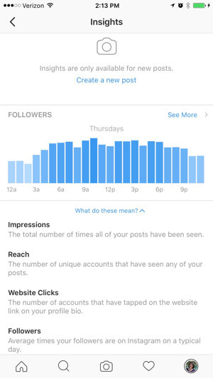 аналитика бизнес-профиля instagram