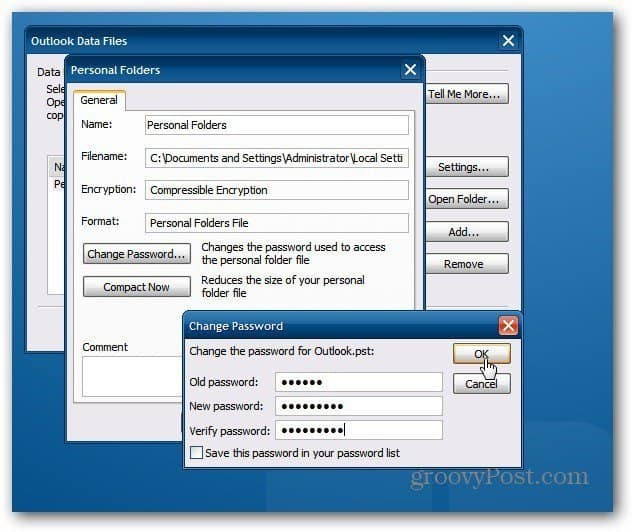 Как защитить паролем файл Outlook PST