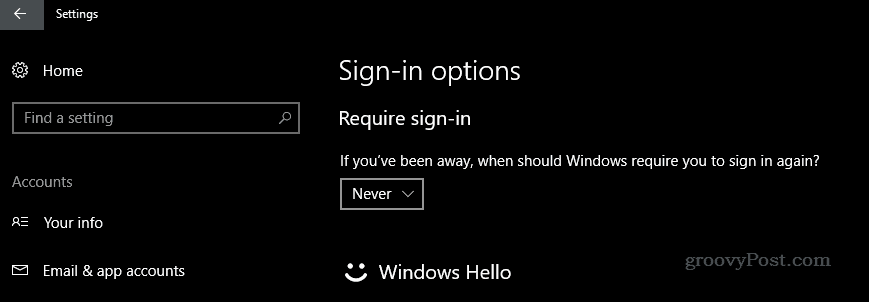 Как отключить экран входа при пробуждении устройства Windows 10