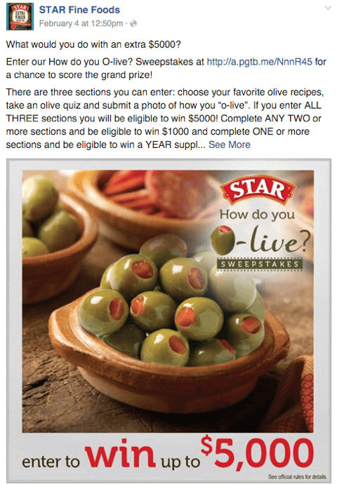 пост на фейсбуке конкурс звездные оливки