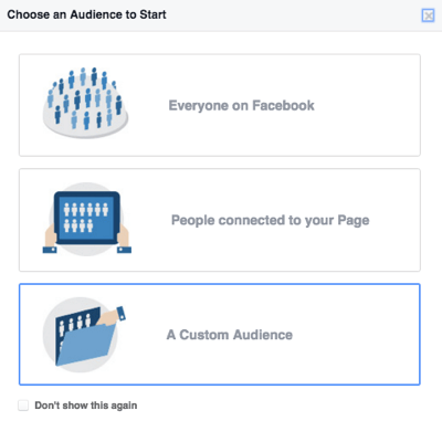 выбрать индивидуальную аудиторию facebook