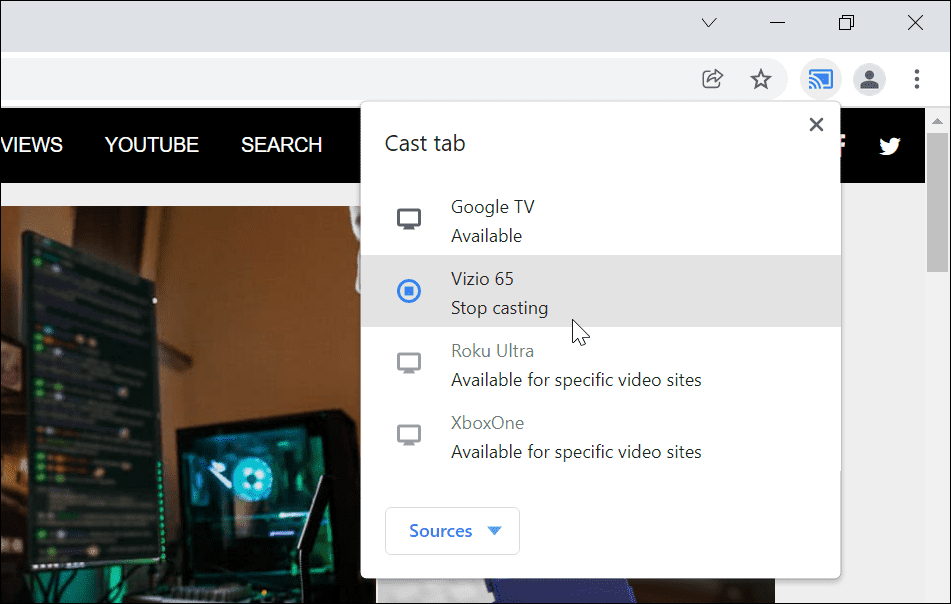 Транслируйте Windows 11 на Chromecast