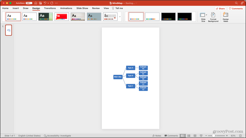 Книжная ориентация слайда в PowerPoint на Mac