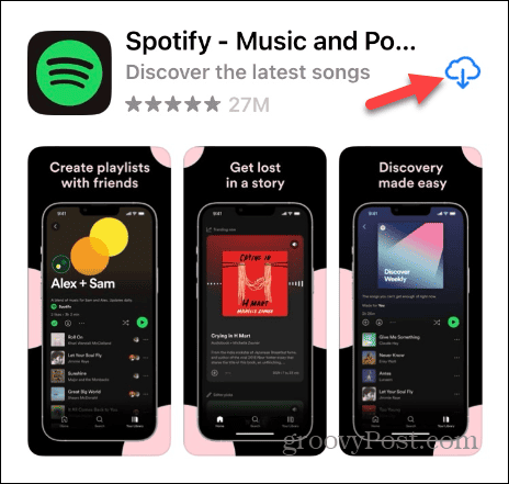 переустановить Spotify iPhone