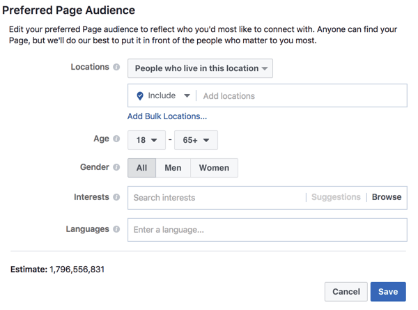 Определите предпочтительную аудиторию, чтобы помочь Facebook понять, кого вы хотите охватить своими сообщениями.