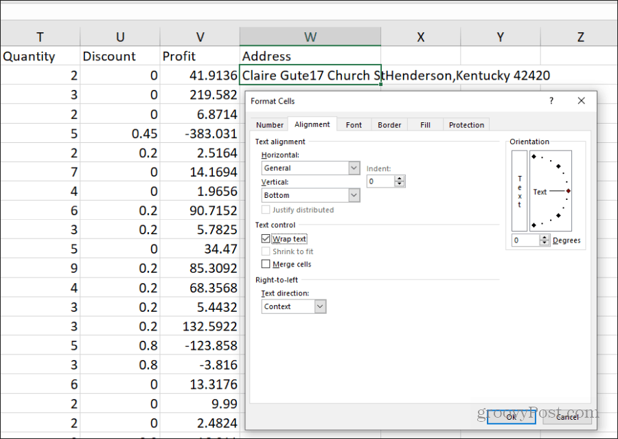 настройка переноса текста в Excel