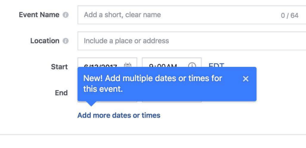 Facebook теперь позволяет организаторам добавлять несколько раз и дат к событиям Facebook.
