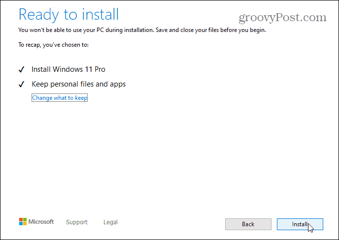 Готово к установке Windows 11