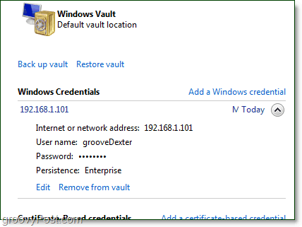 сохраненные учетные данные можно редактировать из хранилища Windows 7