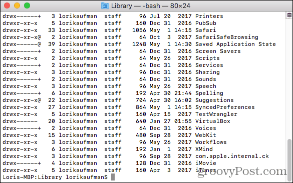 Доступ к папке «Библиотека» в терминале на Mac