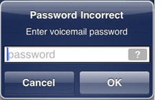 Ошибка iPhone MEssage "Пароль неверный, введите пароль голосовой почты"