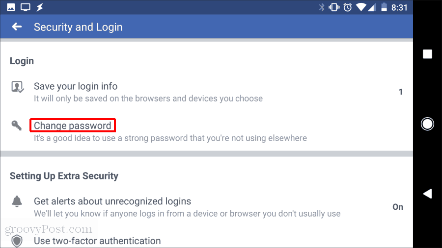 facebook сменить пароль