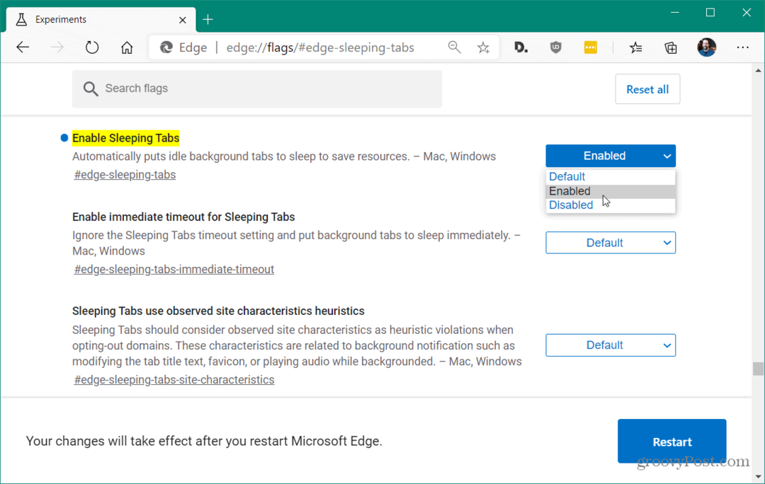 Как включить спящие вкладки в Microsoft Edge