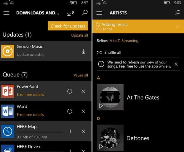 Groove Music Update для Windows 10 Mobile