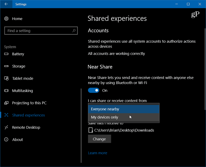 1 Включить возле общего доступа Настройки Windows 10