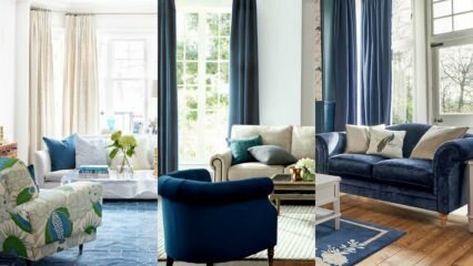 Как сделать темно-синие диванные украшения?