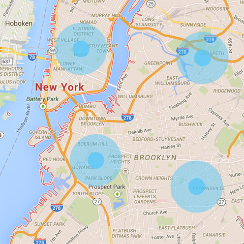 достопримечательности, нанесенные на карту в Нью-Йорке