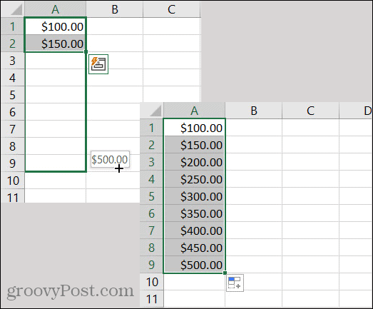 Шаблон валюты для автозаполнения Excel