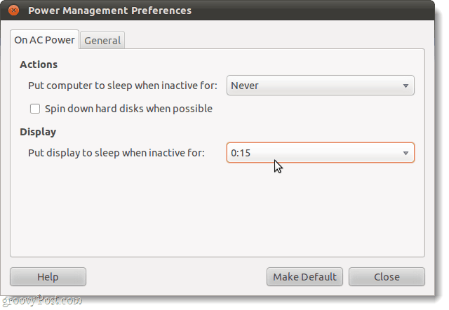 Переведите дисплей в режим ожидания, управление питанием в Ubuntu