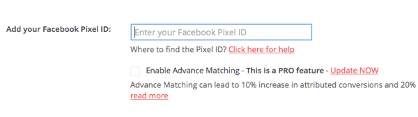 Вставьте свой идентификатор пикселя из Facebook в плагин PixelYourSite.