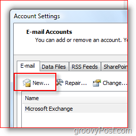 Создать новую учетную запись почты в Outlook 2007