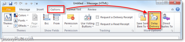 кнопка задержки доставки в Outlook 2010