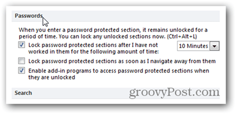 Как настроить параметры безопасности пароля OneNote 2010
