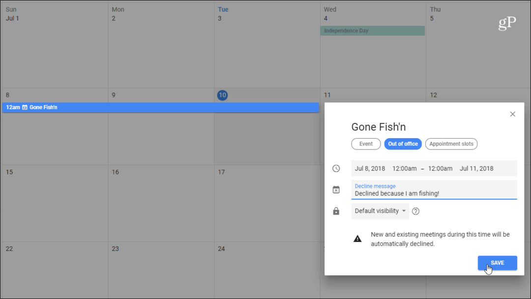 Как использовать режим «Вне офиса» с Календарем Google