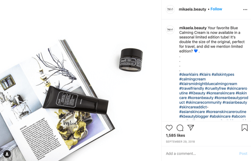 пример сезонного подарка @ mikaela.beauty, найденный и опубликованный в посте Instagram, в котором отмечен ограниченный элемент
