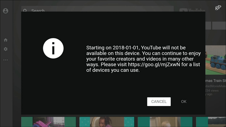 YouTube больше не доступен Fire TV