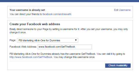 изменение URL-адреса facebook