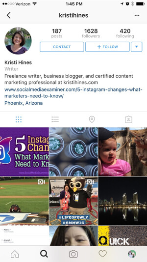 пример бизнес-профиля instagram