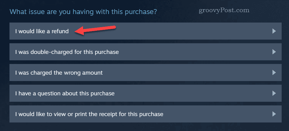 Кнопка возврата денег в Steam.