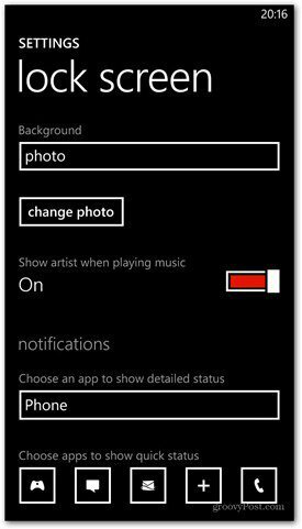 Windows Phone 8 настроить параметры экрана блокировки