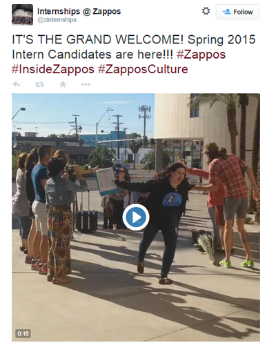 приветственное видео стажировки zappos