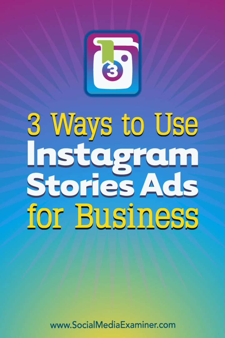 3 способа использования рекламы в Instagram-историях для бизнеса от Аны Готтер в Social Media Examiner.