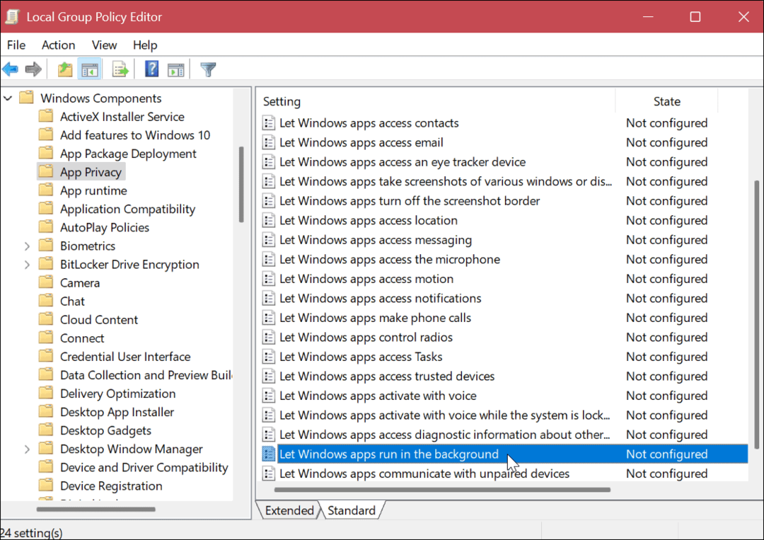 Отключить фоновые приложения в Windows 11
