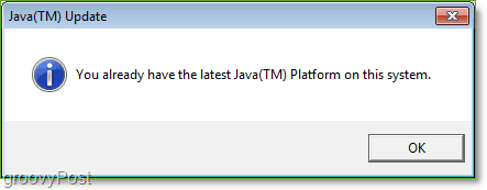 Снимок экрана: Windows 7 Проверка обновления Java завершена Jucheck.exe