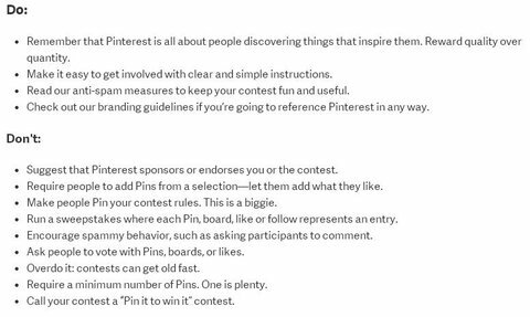 правила конкурса pinterest