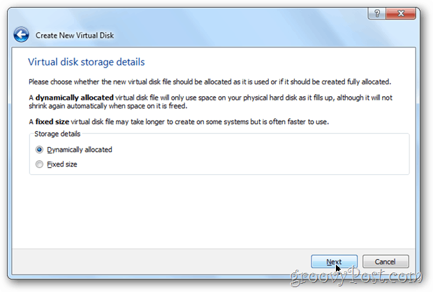 VirtualBox динамический или фиксированный? Windows 8