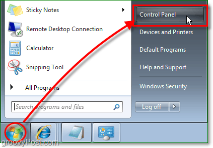 щелкните меню «Пуск» Windows 7, затем нажмите панель управления, чтобы начать удаление IE