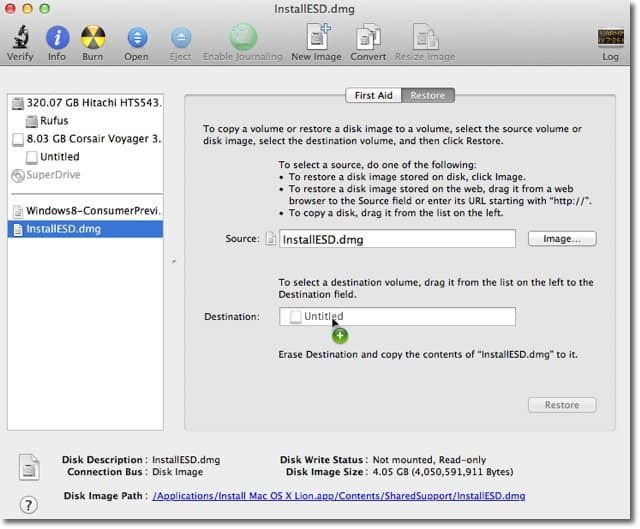Apple OS X Lion: как создать образ загрузочного диска