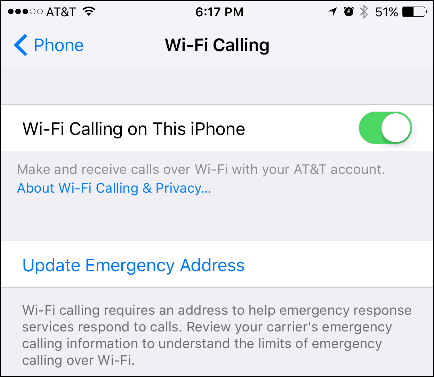 Включить Wi-Fi-вызовы на iPhone